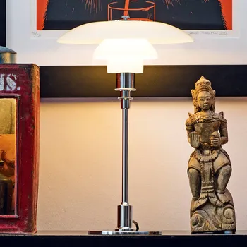 Lampička Louis Poulsen PH 2/1 stolní lampa pochromovaná - Ø nohy 12 cm bílá opálová 1 x 33 W - Doprava zdarma