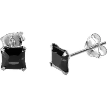 Náušnice Argento 66217 Stříbrné náušnice - černý zirkon ve tvaru čtverce, velikost 5 mm