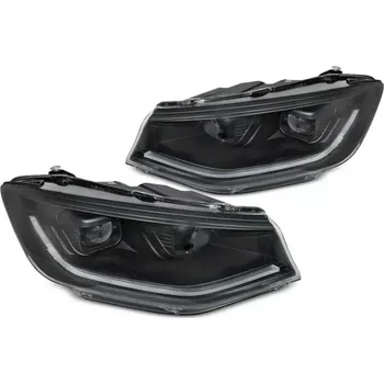 Přední světlomet Přední světla VW CADDY 20- černé LED TUBE LIGHT DRL SEQ (LPVWV4)