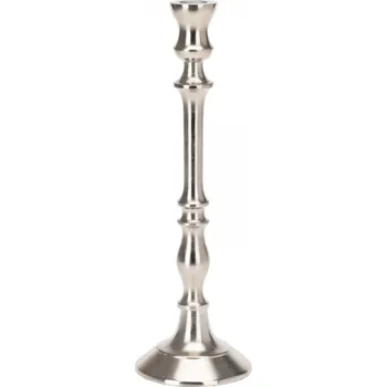 Svícen Hliníkový svícen stříbrný matný 31x10 cm