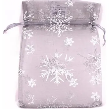 Dárková taška Dárkový sáček Organza stříbrné vločky