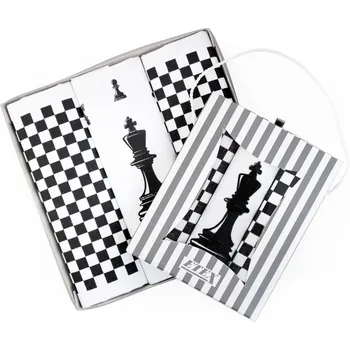 Látkový kapesník Dámské kapesníky 3 ks - ŠACHY - Dárkové balení