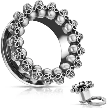 Piercing Šperky4U Tunel do ucha s lebkami - TN01145-10