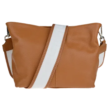 Kabelka NovaKabelka.cz Kožená italská crossbody kabelka Batilda Camel Scura s přídavným popruhem IV