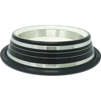 Miska pro psa PROFIZOO Miska nerezová protiskluzová 710 ml Černá (šedý proužek)