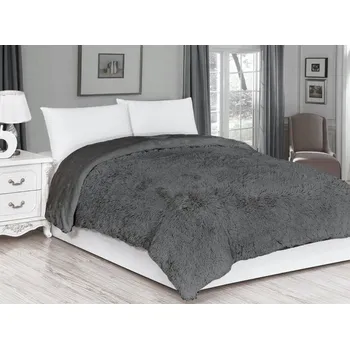 deka SUPER PLYŠOVÁ DEKA S DLOUHÝM CHLUPEM 150x200 cm TMAVĚ ŠEDÁ