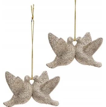 Vánoční dekorace VÁNOČNÍ OZDOBA NA STROMEČEK třpytivá holubice x2 VÁNOČNÍ BAŇKY NA STROMEČEK