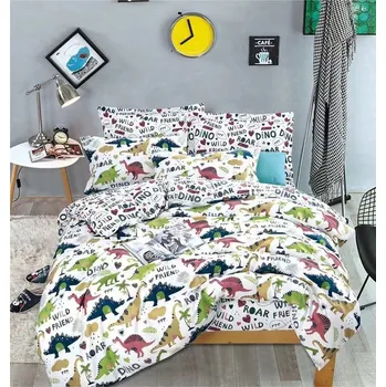 Povlečení Sada povlečení s 3D EFEKTEM na 2 postele HAPPY DINO 140 x 200, 70 x 90 cm zipový uzávěr