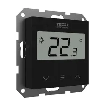 Tech-Controllers SINUM EU-F-8z-BK Bezdrátový pokojový termostat s vestavěným čidlem vlhkosti do rámečku 55mm, napájený 230V (černý) WG.11.0686