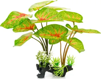 Dekorace do terária GiganTerra Caladium umělá tropická terarijní rostlina 30 cm