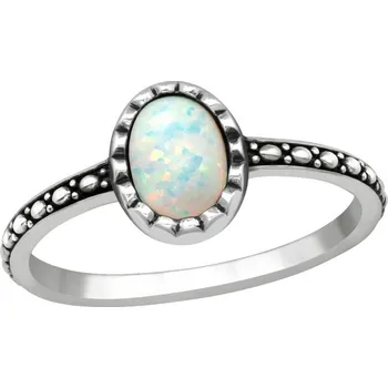 Prsten Prosperk Prstýnek stříbrný oválný Měsíční kámen Fire snow Velikost prstenů: 6 (EU: 51-53) 17709/6 -
