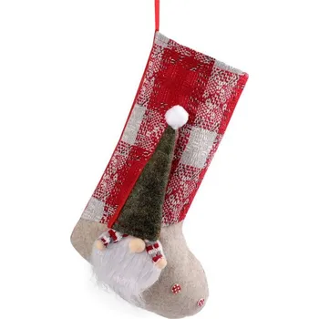 Vánoční dekorace Mikulášská / vánoční punčocha 24x44 cm 5 šedá