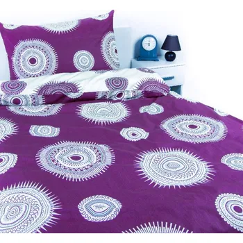 Povlečení LUXUSNÍ KREPOVÉ POVLEČENÍ 140x200/70x90 - KATRIN DUO FIALOVO - BÍLÉ