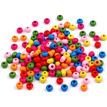 Šperk Dřevěné korálky Ø5 mm - barevný mix (10 gramů) (do vyprodání zásob)