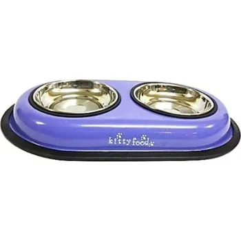 Miska pro psa PROFIZOO Miska nerezová protiskluzová se stojanem 2x240 ml Purpurová