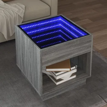 Konferenční stolek vidaXL Konferenční stolek s Infinity LED šedý sonoma 50 x 50 x 50 cm