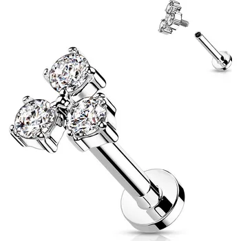 Piercing Šperky4U Labreta / cartilage piercing, čiré zirkony - LB0042C-1208