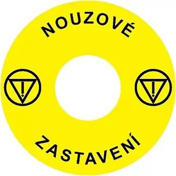 tlačítko NOARK 106792 Ex9P1 H S6CZ Štítek nouzového zastavení žlutý, průměr 60 mm, CZ (NOARK 106792 Ex9P1 H S6CZ)