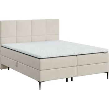 Postel Béžová čalouněná dvoulůžková postel boxspring MESONICA Bufo II. 180 x 200 cm