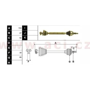 poloosa AVORD délka 723 mm, 27 drážek u kola (převodovka JR5), L, repasovaný originál (+vratná část 595 Kč/25,87 €)