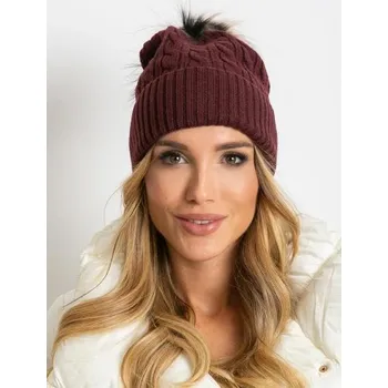 Čepice Dámská čepice se šňůrkou a lemem švestková
