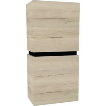 Koupelnový nábytek Koupelnová závěsná skříňka Devo Viva 2.0 pravá dub halifax bílý 40 x 84 x 26 cm VV2-S2D1SP40x26-P29