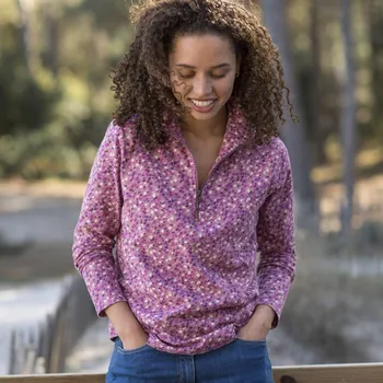 Dámské tričko Tričko se stojáčkem na zip a s potiskem švestková 38/40
