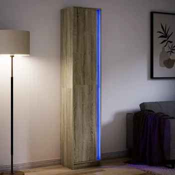 Příborník do zásuvky vidaXL Skříň highboard s LED dub sonoma 41,5 x 32,5 x 200 cm kompozit