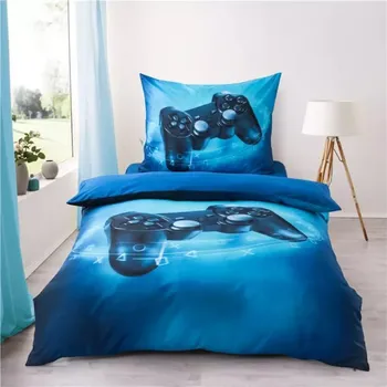 Povlečení POVLEČENÍ S 3D EFEKTEM 140x200/70x90cm - HERNÍ KONZOLE - BLUE