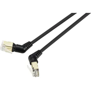 Datový kabel Renkforce RF-6071554 RJ45 síťové kabely, propojovací kabely CAT 8.2 S/FTP 1.00 m černá Zásuvné kontakty otočné o 360°, Zahnutý kabelový vývod 1 ks
