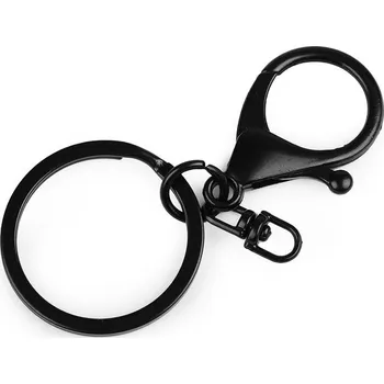 Kroužek na klíče s karabinou - 2 černý lak