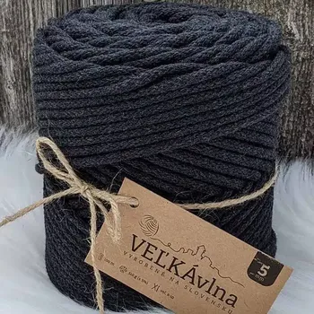 Příze Velká vlna Špagát 5mm Antracit (Špagátová příze 5mm Antracit)