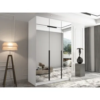 Šatní skříň Šatní skříň se zrcadlem Mirpat III, Barva: bílá / bílá + černá MIRJAN 5903211352287