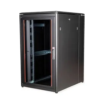 Racková skříň ROLINE 19" síťový rozvaděč 26U, stojanový, Pro, š. 800, h. 1000, skleněné dveře, černý - 26.21.0223