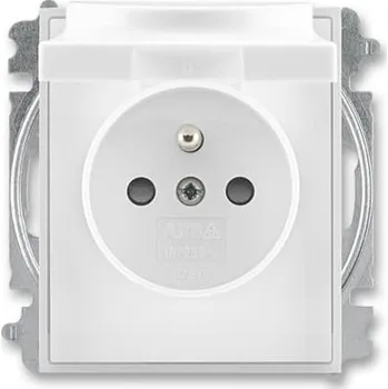 Stavebniny ABB ELEMENT TIME Zásuvka 6619E-A06397 01 s víčkem a clonkami, bezšroubové svorky, IP40, bílá / ledová bílá 6619E-A06397 01