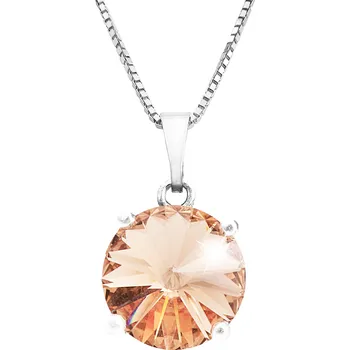Módní doplněk JSB bijoux s.r.o. Stříbrný náhrdelník s přívěskem samostatné rivoli Swarovski Light Peach (Stříbro 925/1000)