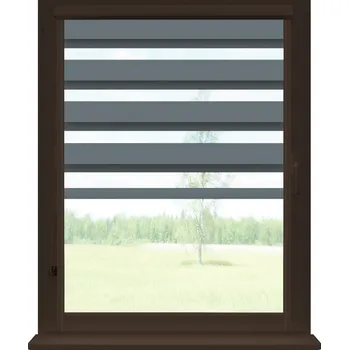 Roleta Dekodum Roleta den a noc v hnědé kazetě soft, barva látky Grafit Šířka (cm): 33, Výška (cm): Standardní (do 150 cm), Strana mechanismu: Levá