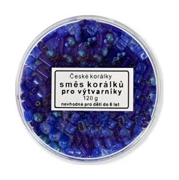 Dětské navlékací korálky Perličky skleněné MODRÉ 120g/krabička 80057 - Modrá, 1-10mm