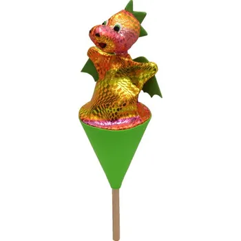 plyšák Drak duhový 20 cm zelený, kornoutový maňásek