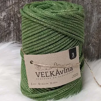 Příze Velká vlna Špagát 3mm Avokádo s lurexem (Špagátová příze 3mm Avokádo so zlatom)