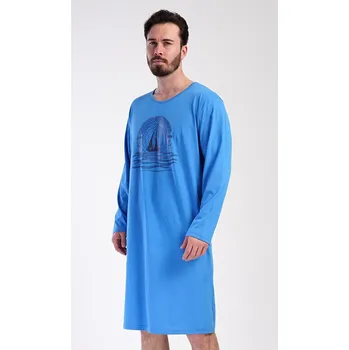 Pánské pyžamo Pánská noční košile s dlouhým rukávem Jachting mentolová L