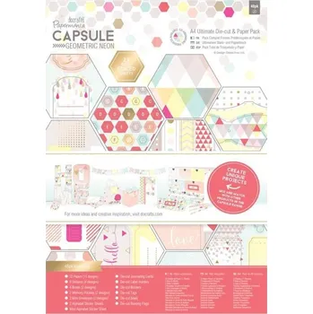 Docrafts Sada papírů, krabiček, pregamenů - Geometric Neon 48 ks