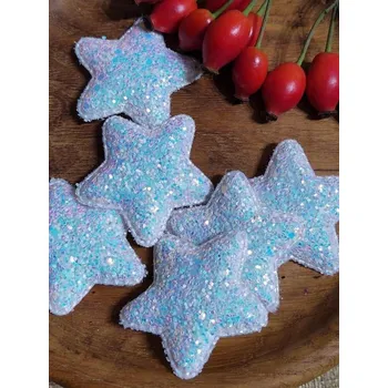 Vánoční dekorace Hvězda s glitry Ø50 mm bílá-AB