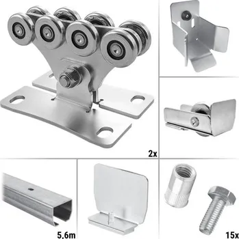 brána CAIS 7.1Z - sestava pro výrobu pojezdu posuvné nesené brány do průjezdu 4 m a 325 kg, pozinkovaný profil
