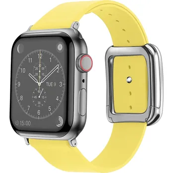 Příslušenství k chytrým hodinkám Kožený řemínek s moderní magnetickou přezkou pro Apple Watch 42/44/45/46/49mm Barva: Žlutá