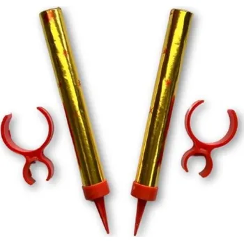 Dortová svíčka ČÍNA PÁRTY FONTÁNA na dort 12cm + držák na láhev - 2 ks - zlatá 4/100/1