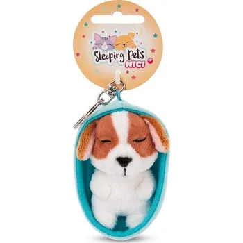 Peněženka NICI klíčenka Spící pejsek 8cm Kokršpaněl, košík světle modrý