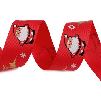 Vánoční rypsová stuha s glitry šíře 25 mm, barva 1 červená