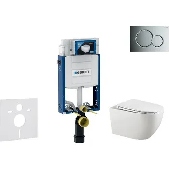 WC sada Geberit Kombifix - Set předstěnové instalace, klozetu Gaia a sedátka softclose, tlačítko Sigma01, lesklý chrom SANI15CA1122