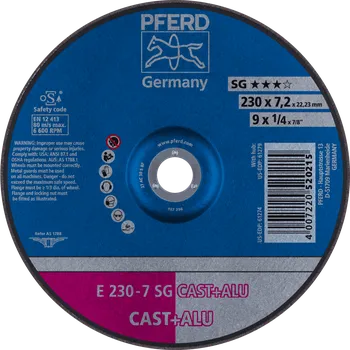 Brusný kotouč Pferd 62223681 | Brusný kotouč pro slévárny 230 x 7,2 x 22,23 mm, SG CAST + ALU
